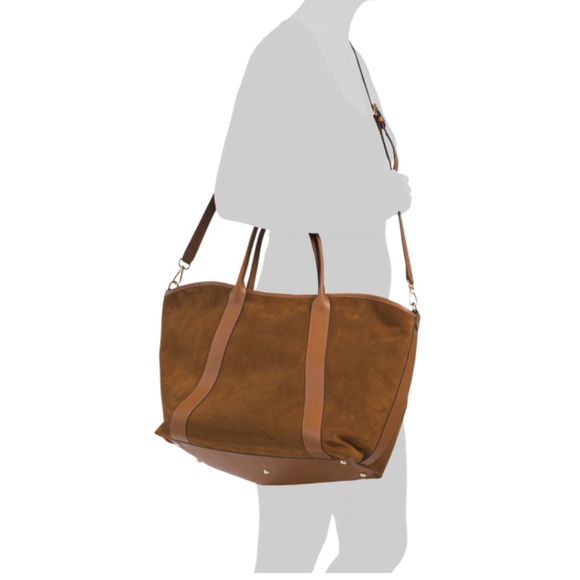 AMERAI Made In Italy Suede Leather Trim Tote - Picture 2 of 4